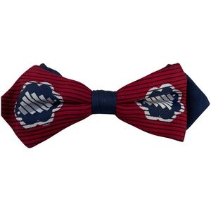 Vintage Ormond NYC Clip On Bow Tie | navy blue background with red, white and b